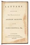 BOSWELL, JAMES; and ERSKINE, ANDREW. Letters between the Honourable Andrew Erskine and James Boswell, Esq. 1763